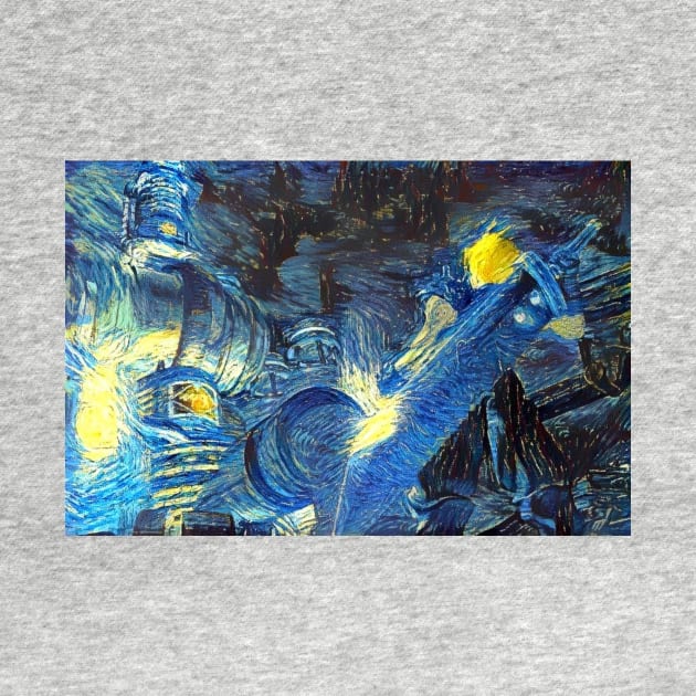 Final Fantasy 7 Cloud Midgar Starry Night by Starry Night